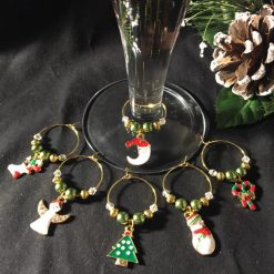 Festive Wine Glass Charms Mixed Gold Coloured set of 6