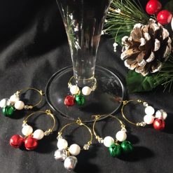 Festive Wine Glass Charms Mixed Gold Coloured set of 6