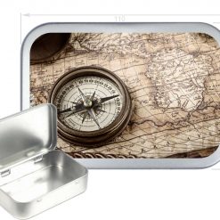 Compass Hinged Tin, Pocket Tin, Pill Tin, Sewing Tin, Storage Tin, 150ml Tin