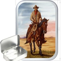 Cowboy Hinged Tin, Pocket Tin, Pill Tin, Sewing Tin, Storage Tin, 150ml Tin