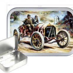 Vintage Car 7 Hinged Tin, Pocket Tin, Pill Tin, Sewing Tin, Storage Tin, 150ml Tin