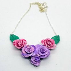 Roses. Bridgerton inspired handmade polymer clay necklacea