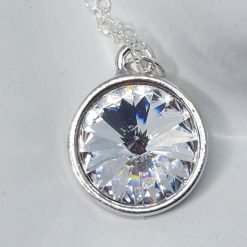 Clear Swarovski Rivoli Necklace – Classic Sterling Silver Pendant 2 Clear Swarovski Rivoli Necklace – Classic Sterling Silver Pendant 2