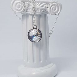 Clear Swarovski Rivoli Necklace – Classic Sterling Silver Pendant 14 Clear Swarovski Rivoli Necklace – Classic Sterling Silver Pendant 14