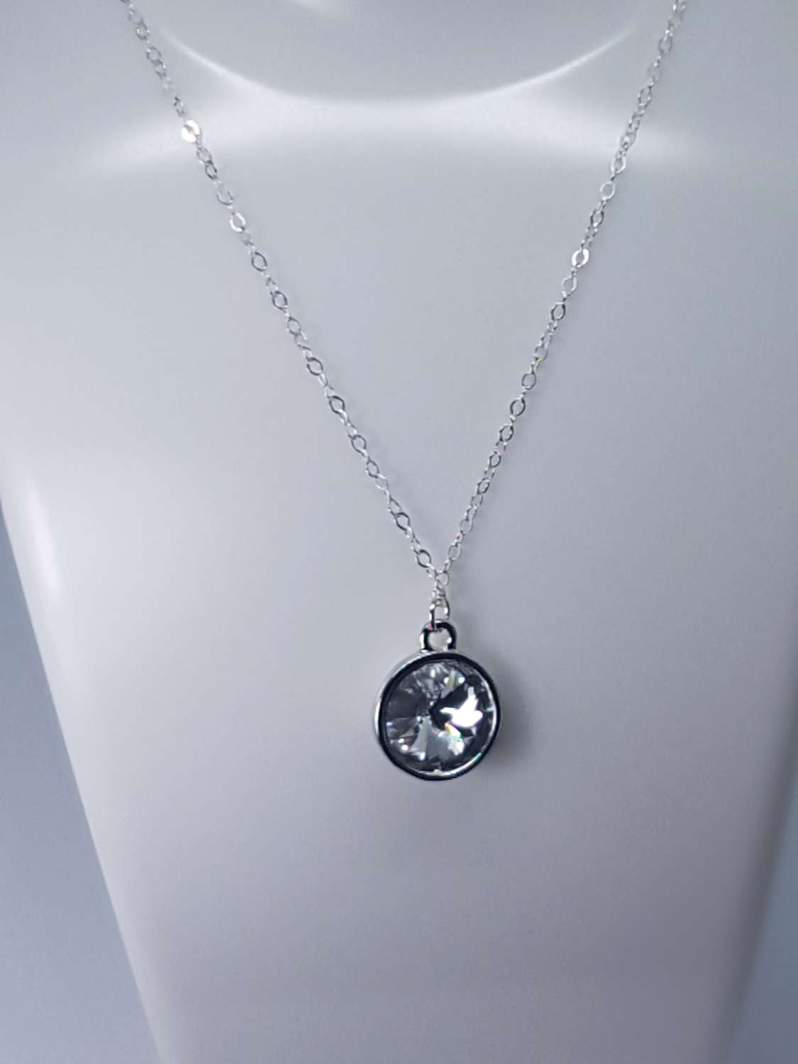Crystal round stone rivoli sterling silver necklace Crystal round stone rivoli sterling silver necklace