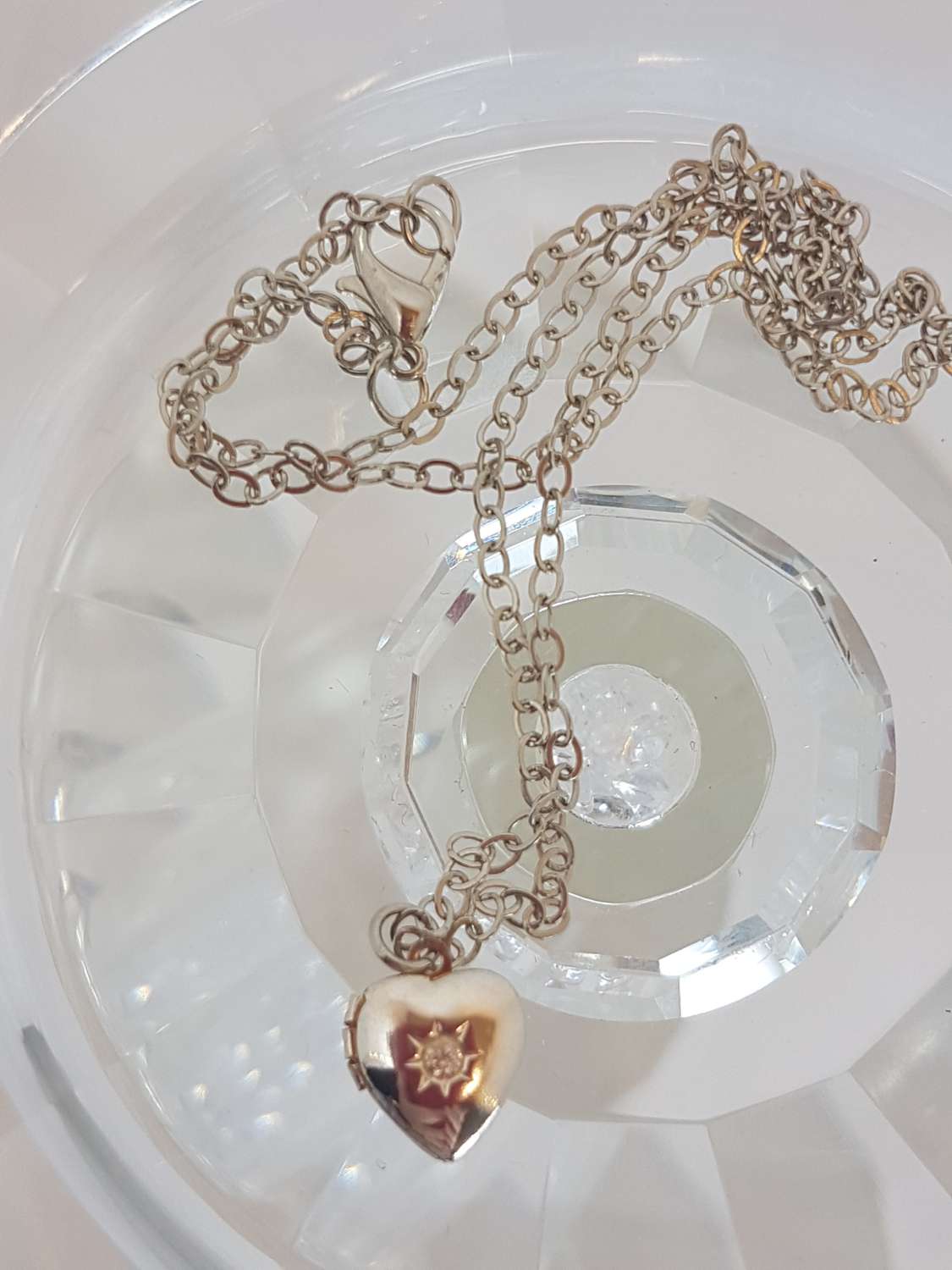Crystal round stone rivoli sterling silver necklace Crystal round stone rivoli sterling silver necklace