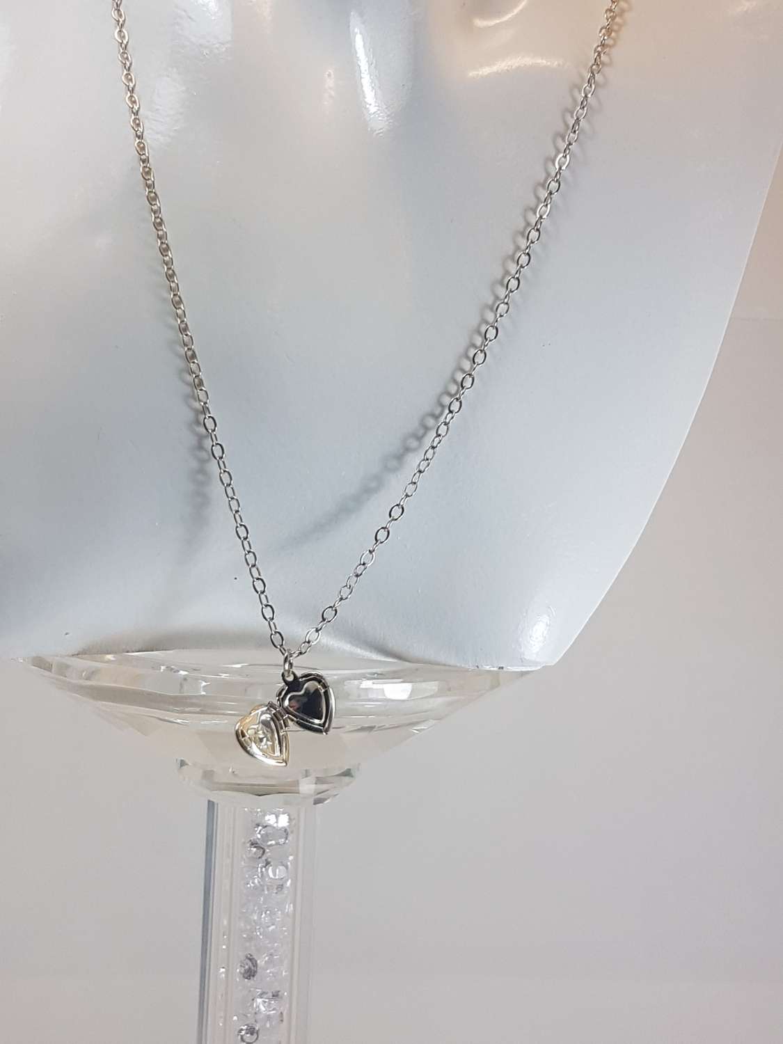 Crystal round stone rivoli sterling silver necklace Crystal round stone rivoli sterling silver necklace