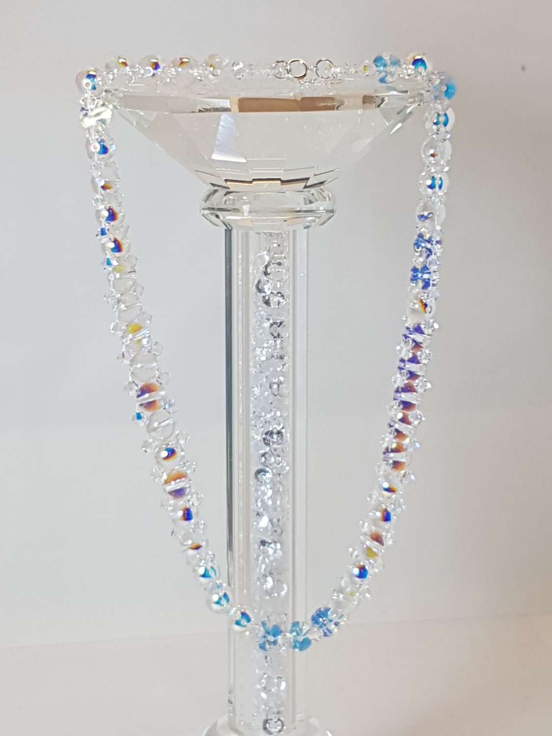 Crystal round stone rivoli sterling silver necklace Crystal round stone rivoli sterling silver necklace