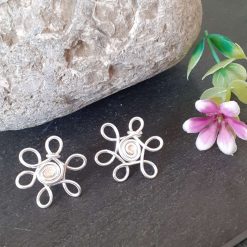 Silver flower stud earrings