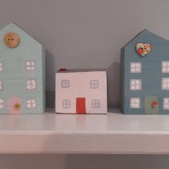Ornaments - Handmade painted little houses reclaimed wood