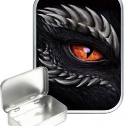 Black Dragon Eye Hinged Tin, Pocket Tin, Pill Tin,Sewing Tin, Storage Tin