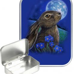 Blue Rabbit Hinged Tin, Pocket Tin, Pill Tin,Sewing Tin, Storage Tin, 30ml Tin