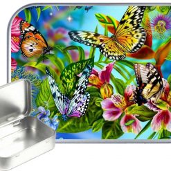 Colourful Butterfly Hinged Tin, Pocket Tin, Pill Tin,Sewing Tin, Storage Tin, 30ml Tin
