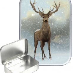 Deer Snow Hinged Tin, Pocket Tin, Pill Tin,Sewing Tin, Storage Tin, 30ml Tin