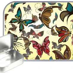 Fawn Butterfly Hinged Tin, Pocket Tin, Pill Tin,Sewing Tin, Storage Tin, 30ml Tin