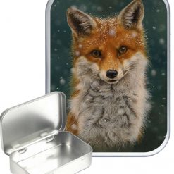 Fox Portrait Hinged Tin, Pocket Tin, Pill Tin,Sewing Tin, Storage Tin, 30ml Tin