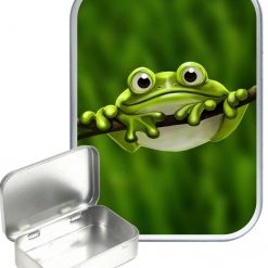 Cute Frog Hinged Tin, Pocket Tin, Pill Tin,Sewing Tin, Storage Tin, 30ml Tin