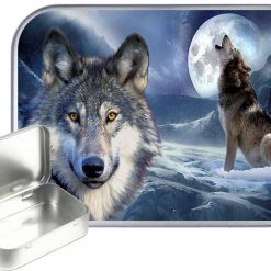 Wolf Moon Hinged Tin, Pocket Tin, Pill Tin, Sewing Tin, Storage Tin, 30ml Tin