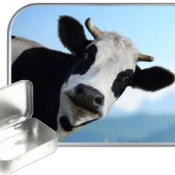 Cow Hinged Tin, Pocket Tin, Pill Tin,Sewing Tin, Storage Tin, 30ml Tin
