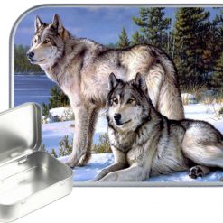Wolf Portrait Hinged Tin, Pocket Tin, Pill Tin, Sewing Tin, Storage Tin, 30ml Tin