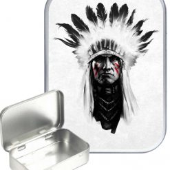 Indian Chief Hinged Tin, Pocket Tin, Pill Tin,Sewing Tin, Storage Tin