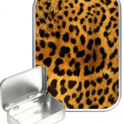 Leopard Skin Hinged Tin, Pocket Tin, Pill Tin,Sewing Tin, Storage Tin, 30ml Tin