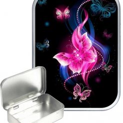 Pearl Butterfly Hinged Tin, Pocket Tin, Pill Tin,Sewing Tin, Storage Tin, 30ml Tin