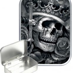 Skull King Hinged Tin, Pocket Tin, Pill Tin,Sewing Tin, Storage Tin, 30ml Tin