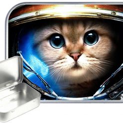 Space Cat Hinged Tin, Pocket Tin, Pill Tin,Sewing Tin, Storage Tin, 30ml Tin