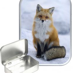 Winter Fox Hinged Tin, Pocket Tin, Pill Tin,Sewing Tin, Storage Tin, 30ml Tin