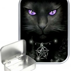 Witches Cat Hinged Tin, Pocket Tin, Pill Tin,Sewing Tin, Storage Tin, 30ml Tin
