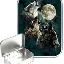 Wolf Chorus Hinged Tin, Pocket Tin, Pill Tin, Sewing Tin, Storage Tin, 30ml Tin