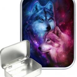 Wolf Love Hinged Tin, Pocket Tin, Pill Tin, Sewing Tin, Storage Tin, 30ml Tin