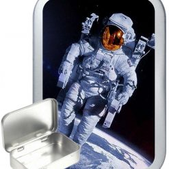 Spaceman Hinged Tin, Pocket Tin, Pill Tin, Sewing Tin, Storage Tin, 50ml Tin