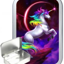 Rainbow Unicorn Hinged Tin, Pocket Tin, Pill Tin, Sewing Tin, Storage Tin, 50ml Tin