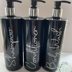 Set of 3 black pump bottles