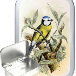 Blue Tit Hinged Tin, Pocket Tin, Pill Tin, Sewing Tin, Storage Tin, 50ml Tin