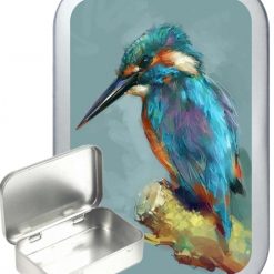 Blue Woodpecker Hinged Tin, Pocket Tin, Pill Tin, Sewing Tin, Storage Tin, 50ml Tin