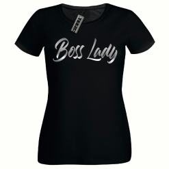 Boss Lady t shirt, Ladies Fitted t shirt, Silver Print Women's Tee Shirt