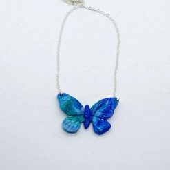 handmade blue and green colours butterfly necklace