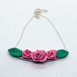 Pink Roses. Bridgerton inspired handmade polymer clay necklace