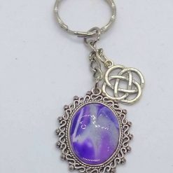 Polymer  clay key chain in purple with a celtic knot charm