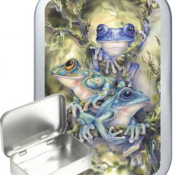 Blue Frog Hinged Tin, Pocket Tin, Pill Tin, Sewing Tin, Storage Tin, 50ml Tin