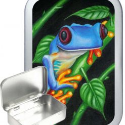 Frog Portrait Hinged Tin, Pocket Tin, Pill Tin, Sewing Tin, Storage Tin, 50ml Tin