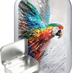 Graffiti Parrot Hinged Tin, Pocket Tin, Pill Tin, Sewing Tin, Storage Tin, 50ml Tin