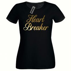 Heart Breaker t shirt, Ladies Fitted t shirt, Gold Print Women's Tee Shirt