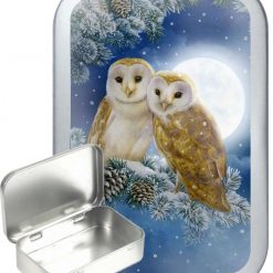 Conifer Owl Hinged Tin, Pocket Tin, Pill Tin, Sewing Tin, Storage Tin, 50ml Tin