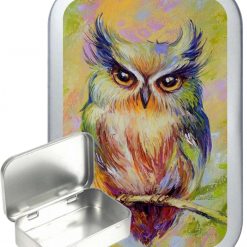 Owl Portrait Hinged Tin, Pocket Tin, Pill Tin, Sewing Tin, Storage Tin, 50ml Tin