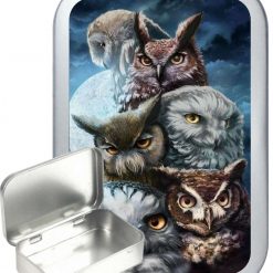 Owl School Hinged Tin, Pocket Tin, Pill Tin, Sewing Tin, Storage Tin, 50ml Tin