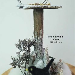 Needle Felt Birds ,Bird Table, Bell jar, Miniature Scene, Needle Felted Animal, Wool Sculpture, Fibre Art, Sculpture, Gift, Woodland Creature, Wildlife